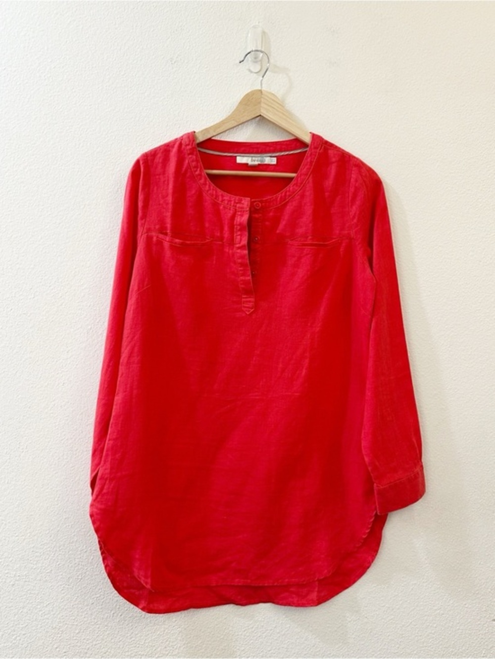 Boden‎ Women's Long Sleeve 100% Linen Button Placket Tunic Blouse Size 2